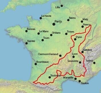 De volledige route van de 100 cols